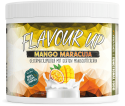 Geschmackspulver MANGO MARACUJA 250g - Leckerer Geschmack und Süße - nur 10 kcal pro Portion - Vielseitig einsetzbar für Lebensmittel & Getränke - Flavour Powder - FLAVOUR UP Mango-Maracuja