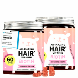 2er Pack Biotin hochdosiert 5000 μg + Zink - Gummibärchen für normales Haarwachstum - Haut Haar Nägel Komplex - vegane, zuckerfreie Haar Vitamine - 120 Stück - Bears with Benefits 60 stück (2er Pack)
