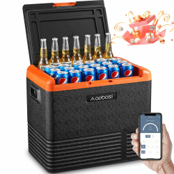 AAOBOSI Kompressor Kühlbox 50L, Kühlbox Elektrisch 12/24V 230V, Kühlbox Kompressor -20℃-20℃, Kühlbox Auto mit WIFI-Steuerung und LED-Touch-Bedienung, Geeignet für Reisen & Partys. 50L Schwarz