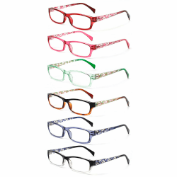 COJWIS 6 pack Lesebrille Blaulichtfilter Brille für Damen Federscharnier Lesehilfe Blendfreie UV Brille Leserbrille Mehrfarbig-3 2.25 x