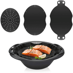Siegvoll Dauerbackfolie für Thermomix Varoma Einlegeboden wiederverwendbare Backpapier 3er Set Zubehör für Thermomix TM6 TM5 TM31 Backfolie umweltfreundlich und nachhaltiges, Blätter 3 Stück Schwarz