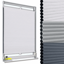 WOLTU Wabenplissee ohne Bohren Verdunklung Thermo Doppelplissee Klemmfix Zweifarbig 60x120cm Weiß-Weiß, Plissee Faltrollo Sonnen-, Sicht- & Schallschutz, Jalousie Plisseerollo für Fenster & Tür Weiß-weiß B60 x H120 cm