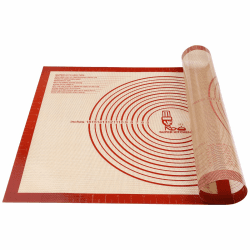 SUPER KITCHEN Antihafte Rutschfeste Backunterlage/Backmatte Silikon Groß 71x51cm Ausrollmatte Teigmatte Silikonmatte Backfolie Arbeitsmatte mit Messung für Fondant Gebäck Pizza Matte,BPA Frei (Rot) Rot 71x51cm