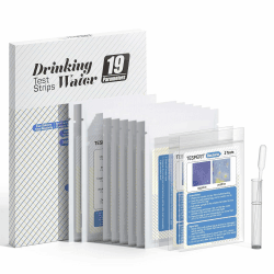 TESPERT Wassertester Trinkwasser - 102 x 19 Indikatoren Wasserteststreifen für Trinkwasser Schnelltest - Einfache Überprüfung der Wasserqualität - Wasserteststreifen mit Härte, Blei, Eisen, Kupfer Drinking Water 19-Point Test Kit