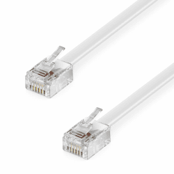 deleyCON 50m Telefonkabel RJ11 Modularkabel 99% Kupfer AWG 28 6P4C Westernkabel RJ11 auf RJ11 Stecker Flachkabel Telefondose Modem Router Fax ISDN DSL VDSL Internet Weiß 50 M Weiß