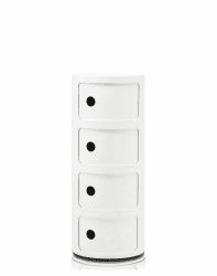 Kartell Componibili, 4 Elements, Weiß, Runde Basis 4-fächer Weiß