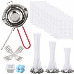 Scentoria Kerzen Selber Machen Set, Kerzenherstellung Kit, Wachsschmelztopf und 150 Kerzendochte, Docht Halter, Docht Aufkleber, Löffel, Candle Making Kit für Erwachsene und Kinder(1) 1 (Enthält 150 Kerzendochte)