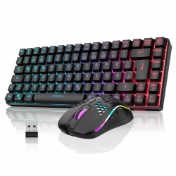 RedThunder 75% Kabelloses Gaming Tastatur und Maus Set, QWERTZ DE Layout, 85 Tasten TKL Wiederaufladbare Kompakte Tastatur, Ultraleichte 7200DPI-Maus mit Wabenkonstruktion für PC MAC PS5 Xbox Gamer Schwarz