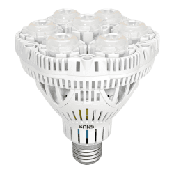 SANSI 36W LED Pflanzenlampe Vollspektrum E27 für Zimmerpflanzen, LED Grow Light mit Hohe PPFD Wachstumslampen für Gewächshaus, Garten, Blumen, Gemüse, Hydroponik, Größe Ø11.5 * 13.3cm 36w Blütezeit