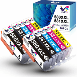 ONLYU PGI-580XXL CLI-581XXL Druckerpatronen für Canon 581 580 XXL für Canon TR8550 Druckerpatronen für PIXMA TR8550 TS6350 TS9550 TS705 TS8350 TR7550 TS6150 TS8150 TS9150 TS9155 TS6351 (10 Pack) 2 PGBK, 2 Schwarz, 2 Cyan, 2 Magenta, 2 Gelb