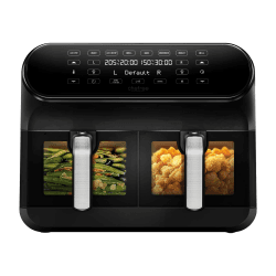 CHEFREE Dual Zone Heißluftfritteuse mit Sichtfenster, 8L XL Kapazität Doppel-Airfryer,LED-Touchscreen,Antihaftbeschichtung, 8-in-1 ,Smart und Timer-Funktion,spülmaschinenfeste Körbe,Schwarz,AFW20 8L Kapazität