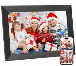 Hesmor 10,1 Zoll Digitaler Bilderrahmen WLAN, 1280x800 HD IPS LCD-Touchscreen Digitale Bilderrahmen, Automatische Rotation, 64GB Speicher, Teilen Sie Fotos sofort über Frameo von überall, Schwarz 10.1 Schwarz