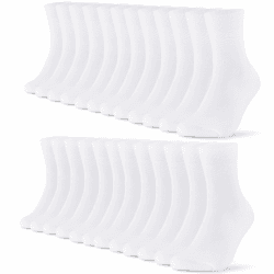 FALARY 12 Paar Socken Herren Damen Baumwolle Herrensocken Schwarz Weiß Sport Socks Atmungsaktive 39-42 Weiß-12Paar