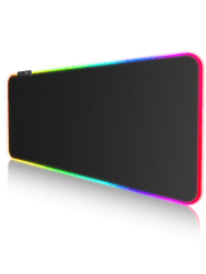 EASEMO Gaming Mauspad, XXL groß (800 x 300 x 4 mm) RGB Mousepad, 7 LED-Farben und 10 voreingestellte Lichteffekte, wasserdichte Stoffoberfläche und rutschfeste Gummiunterseite 800L x 300B mm
