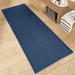 Color G Badteppich rutschfest Waschbar 50 x 120 cm, Weich Chenille Badezimmerteppich Super Saugfähig Badematte rutschfest Maschinenwaschbar Badvorleger für Dusche, Badezimmer, Badewanne - Blau Blau 50 x 120 cm