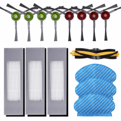 KEEPOW 15 Stück Ersatzteile Zubehör Set für Ecovacs Deebot OZMO 950 920 yeedi 2 hybrid Staubsauger Roboter,(1 Hauptbürste + 3 Filter + 8 Seitenbürste + 3 Wischtuch) 1 Hauptbürste + 3 Filter + 8 Seitenbürste + 3 Mops