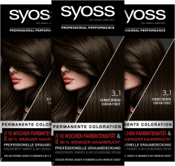 Syoss Color Haarfarbe 3_1 Dunkelbraun Stufe 3 (115 ml), permanente Coloration für bis zu 10 Wochen Farbintensität und 70% weniger Haarbruch* 3_1 Dunkelbraun 115 ml (3er Pack)