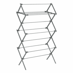 SONGMICS Wäscheständer, Standtrockner klappbar, kompakt, platzsparend, Stahlrahmen, 37 x 75 x 135,1 cm, einfacher Aufbau, für Innen- und Außenbereich, grau LLR770G01