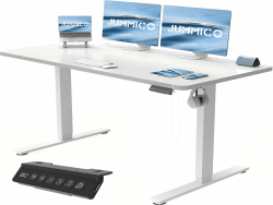 JUMMICO Höhenverstellbarer Schreibtisch Höhenverstellbar Elektrisch, Ergonomischer Steh-Sitz Tisch Stehpult Verstellbarer Computertisch,Stehschreibtisch Bürotisch Standing Desk,140 x 60 cm, Weiß Weiß 60 x 140 cm