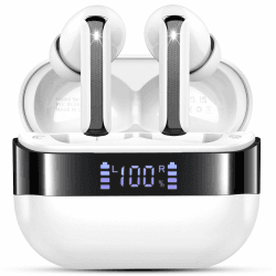 Bluetooth 5.4 Kopfhörer, 2025 Neue Kopfhörer Kabellos In Ear Kopfhörer mit ENC Noise Cancelling Mic, 48H Kabellose Kopfhörer Deep Bass IP7 Wasserdicht Wireless Earbuds, Bluetooth Ohrhörer LED Anzeige Weiß