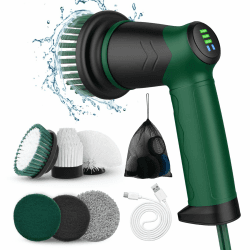 Elektrische reinigungsbürst,Cleaning Brush mit 6 austauschbaren Reinigungsköpfen,Spin Scrubber 2 Geschwindigkeiten,Schrubber Für Bade,Fliesenboden und Auto,led Display Grün