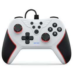 RivalPlay PC Controller mit 2-Tasten-Zuordnung, Kabelgebundener Joystick Controller Kompatibel für Win(7/8/10/11) mit Plug-and-Play Doppelter Vibration Weiß