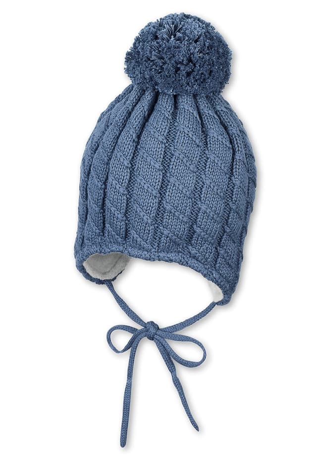 Sterntaler Baby Jungen Mütze Baby Bommelstrickmütze Zopfmuster 43 mittelblau