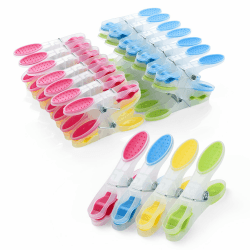 AiQInu 30 Stück Wäscheklammern mit Rutschfestem Silikon, Plastik Handtuchklammern Clothes Pegs, Mehrfarbig Klammer Hinterlässt Keine Marken für Wäsche Hosen T Shirts Unterwäsche Socke 30pcs