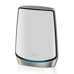 NETGEAR Orbi Tri-Band WiFi 6-Router (RBR860S), Abdeckung von bis zu 180 m², 100 Geräte, kostenlose Armor Security, erweiterbar für die Erstellung eines Mesh-Systems, AX6000 802.11 AX (bis zu 6 GBit/s) weiss Satellit