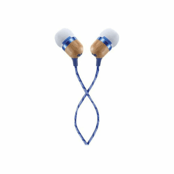 House of Marley Kopfhörer mit Kabel 'Smile Jamaica'- In-Ear Kopfhörer mit Mikrofon, 1-Knopf Steuerung & Geräuschisolierung, inkl. 2 Gel-Aufsätzen und verwicklungsfreies Kabel (Denim Blau)