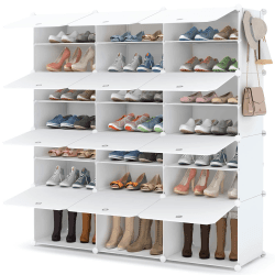 HOMIDEC Schuhregal, 7-stufiger Schuhschrank Schuhaufbewahrung für 42 Paar Schuhe und Stiefel, Kunststoff-Schuhregale Schuh Organizer für Flur Schlafzimmer Eingang, Weiß X-Large Weiß