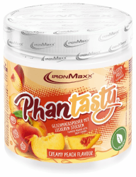 IronMaxx Phantasty - Creamy Peach 250g Dose | Veganes Geschmackspulver mit Echten Frucht- oder Nussstückchen | Perfekter Zuckerersatz Creamy Peach 250 g (1er Pack)