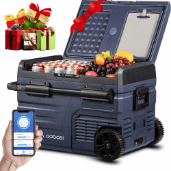 AAOBOSI 35 L Kompressor Kühlbox Dual Zone, Kühlbox Auto Mit WIFI-APP-Steuerung USB-Anschluss, 12/24 V und 100-240 V Kühlbox bis -20 °C für Auto, Lkw, Boot, Reisemobil,Camping 35L