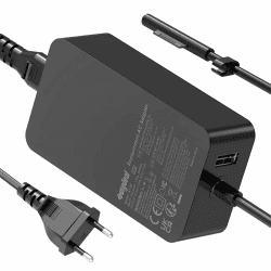 65W Surface Ladekabel 15V 4A Microsoft Ladegerät Netzteil für Surface Pro 11/X/10/9/8/7/ 7+/6/5/4/3, Surface Laptop 7/6/5/4/3/2/1, Surface Go 4/3/2/1, Surface Book 3/2/1, Model 1706 1796 1800 mit USB Black