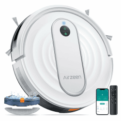 Airzeen Saugroboter mit Wischfunktion,4000Pa Starke Saugkraft J10 Staubsauger Roboter mit Wischfunktion,Fernbedienung und APP gesteuerter Saugroboter,geeignet für Hartböden,Kehrroboter für Tierhaare M Weiß