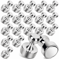 20 Stück Magnete Stark, Neodym Magnete Extra Stark, Starke Kühlschrank Magnete für Magnettafel, Mini Magnete für Whiteboard, Kühlschrank, Büro-, Karten- und Küchendekoration Silber_20 Stück