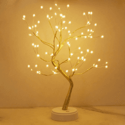 LED Baum Lichter, LED Lichterbaum, Baum Licht Warmweiß Verstellbare Äste, 108 LED Baum Lampe Dekobaum Belichtet Baumbeleuchtung Innen Deko,USB/Batteriebetrieben Gold