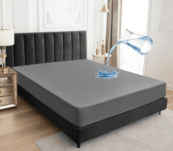 Wasserdichter Matratzenschoner 160x200cm Spannbettlaken, Atmungsaktive Matratzenbezug Wasserundurchlässiger Matratzen-Schutz Nässeschutz Spannbetttücher - Grau Grau 160x200