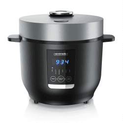 Arendo - Reiskocher 2l inkl. Dampfgarer-Einsatz (Warmhaltefunktion, antihaftbeschichteter Gartopf, Reislöffel & Messbecher) 350W, Schongarer für Gemüse & Fisch etc. A: Schwarz