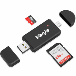 Vanja 3-in-1 SD Kartenleser, USB 2.0/USB-C/Micro USB Card Reader Adapter, Kartenlesegerät für SD/SDXC/SDHC/TF/UHS-I Karten, Speicherkartenleser Lesegerät Kompatibel mit Laptop, Handy und Tablet USB 2.0/Micro USB/USB C