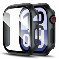 LK [2 Stück Schutzhülle] Kompatibel mit Apple Watch Series 10 46mm Displayschutzfolie, [9H Härte] [HD Klar] Voller Schutz, Kratzfestes Hard PC Protector Cover für iWatch Series 10 46mm-Schwarz Schwarz Apple Watch Series 10 46mm