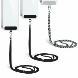 COCASES Handykette Universal zum Umhängen- Handyband aus Nylon kompatibel mit jeden Smartphones, Handy Kette Umhängenband mit Kordel-keine Handyhülle 3 Stück-schwaz/Schwarz/Weiß