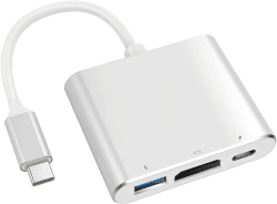 VVG USB C to 4K HD.MI Adapter für MacBook Pro/Air, 3 in 1 USB-C Digital AV Multiport Adapt mit 4K 30Hz, 100W Aufladen, USB 3.0 5Gbps Datenport Kompatibel für Mac M1 M2 Laptop iPad Pro/Switch Silver White