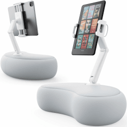 SAIJI Tablet Kissen Halter, 360° Verstellbarer ipad Halterung Bett mit flexiblem doppelachsigem Arm, Tablet Halterung für iPad, iPhone, Kindle, tragbaren Monitor und alle Geräte von 4,7"-15,6" Grau