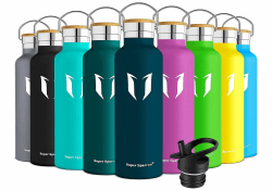 Super Sparrow Trinkflasche Edelstahl - 350ml/500ml/620ml/750ml/1L - Auslaufsicher Thermoskanne, BPA-Frei Wasserflasche - Thermosflasche Kinder für Sprudel, Sport, Schule, Fitness - Mit 2 Deckeln 1000 ml Jade