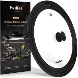 Walfos Universaldeckel Ø 28, 26 und 24 Glasdeckel für Töpfe, Pfannen Mit Abgestuften Silikonrand,Deckel für Pfannen und Töpfe, Topfdeckel hitzebeständig 24/26/28cm