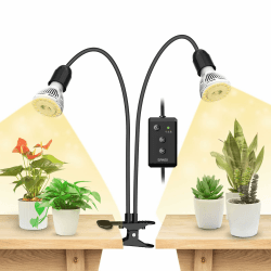 SANSI LED Pflanzenlampe für Zimmerpflanzen, 300W Vollspektrum 2 Schwanenhals Clip Pflanzenlicht mit Timer 4/8/12 Stunden, 20W Wachstumslampe mit hoher PPFD für Indoor Pflanzenwachstum 20W mit Timer