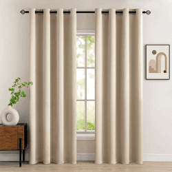 MIULEE Vorhänge Beige Blickdicht mit Ösen 225 CM Lang, Schöner Weicher Verdunklungsvorhänge zum Verdunkeln von Räumen, 2er Set Abdunkelnde Vorhänge Wohnzimmer Blickdichte Ösenvorhang Jeder H225 X B140 H225 x B140 cm (2er Pack) Dunkelbeige