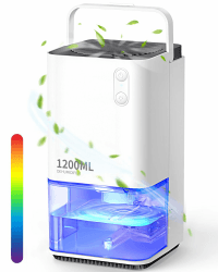 Luftentfeuchter Elektrischer,EasyAcc® 1200ml Entfeuchter Klein Leise Tragbarer Mini Raumentfeuchter Automatischer Gegen Feuchtigkeit Dehumidifier für Büro/Schlafzimmer/Badezimme Farbige Nachtlicht Weiß 1200ml