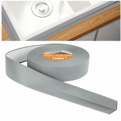 Flintronic Weichsockelleiste, 19 x 19mm 25m Weichsockelleiste Selbstklebend für Küche und Badezimmer, Selbstklebende Abschlussleiste aus PVC, Flexible Knickleiste - Fugendichtungsband #6 25M x 38MM ^30 Hellgrau 25m